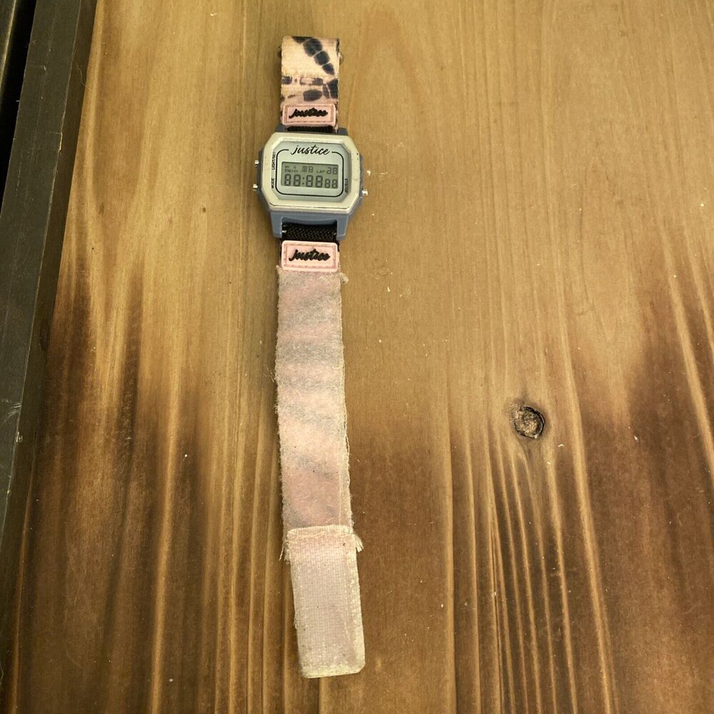 Justice Accutime Girls Wristwatch Pink Blue Digital Day And Date
